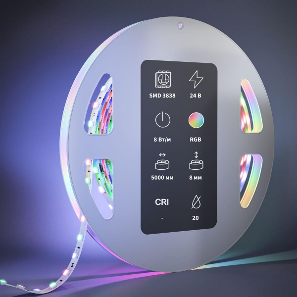 Светодиодная лента 8W/m 80LED/m 3838SMD RGB/RGBW 5M 201130 Светодиодная лента 8W/m 80LED/m 3838SMD RGB/RGBW 5M 201130
