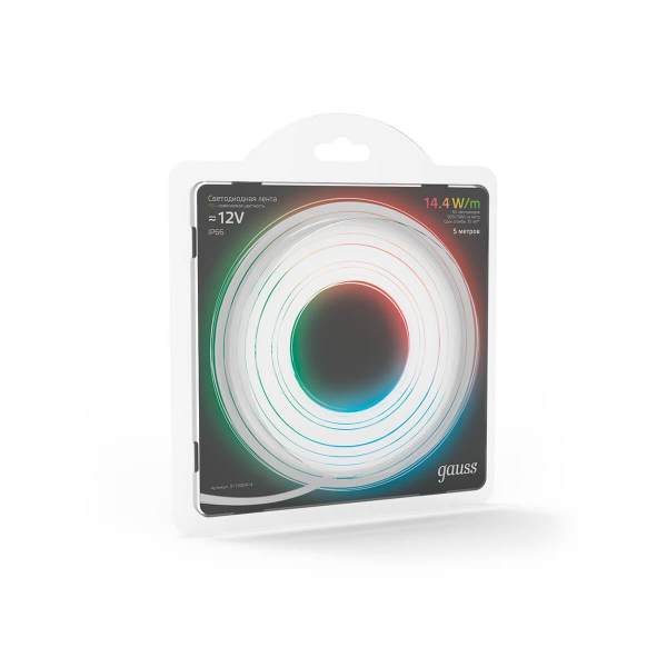 Светодиодная влагозащищенная лента Gauss 14,4W/m 60LED/m 5050SMD RGB 5M 311000414 Светодиодная влагозащищенная лента Gauss 14,4W/m 60LED/m 5050SMD RGB 5M 311000414