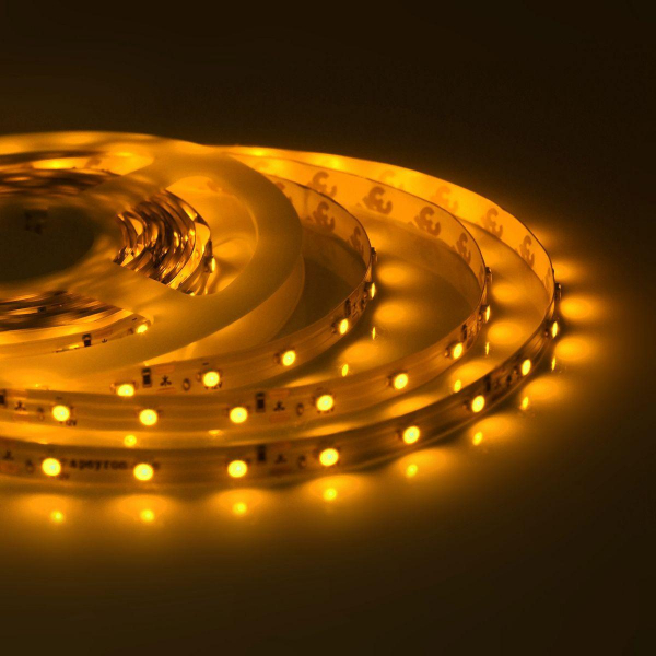 Светодиодная влагозащищенная лента Apeyron 4,8W/m 60LED/m 3528SMD желтый 5M 00-83 Светодиодная влагозащищенная лента Apeyron 4,8W/m 60LED/m 3528SMD желтый 5M 00-83
