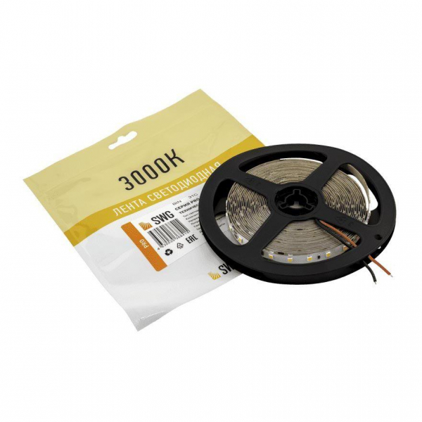 Светодиодная лента SWG 8,6W/m 84LED/m 2835SMD теплый белый 5M 005850 Светодиодная лента SWG 8,6W/m 84LED/m 2835SMD теплый белый 5M 005850
