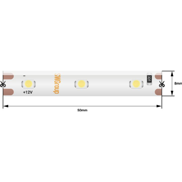 Светодиодная лента SWG 4,8W/m  60Led/m 3528SMD желтый 5M SWG360-12-4.8-Y-М 010114