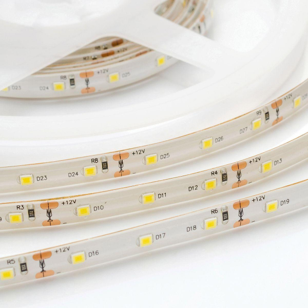 Светодиодная влагозащищенная лента OGM 4,8W/m 60LED/m 2835SMD теплый белый 5M LSE-148 Светодиодная влагозащищенная лента OGM 4,8W/m 60LED/m 2835SMD теплый белый 5M LSE-148