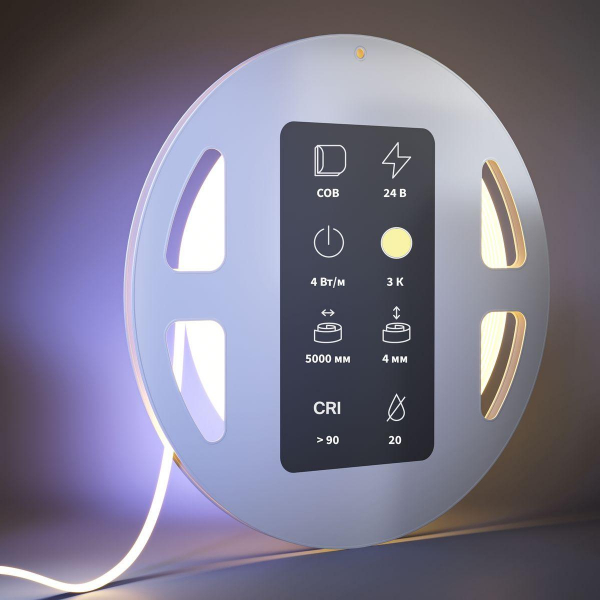 Светодиодная лента Maytoni 4W/m 480LED/m COB теплый белый 5M 201065 Светодиодная лента Maytoni 4W/m 480LED/m COB теплый белый 5M 201065