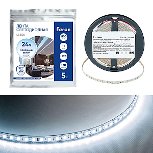 Светодиодная лента Feron 11W/m 120LED/m 2835SMD 6500К 5M свободный рез LS506 53059