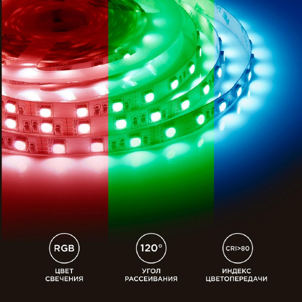 Светодиодная лента Apeyron 14,4W/m 60LED/m 5050SMD разноцветная 5M 00-17 Светодиодная лента Apeyron 14,4W/m 60LED/m 5050SMD разноцветная 5M 00-17