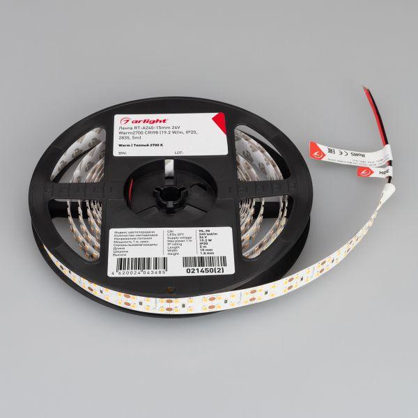 Светодиодная лента Arlight 19,2W/m 240LED/m 2835SMD теплый белый 5M 021450(2) Светодиодная лента Arlight 19,2W/m 240LED/m 2835SMD теплый белый 5M 021450(2)