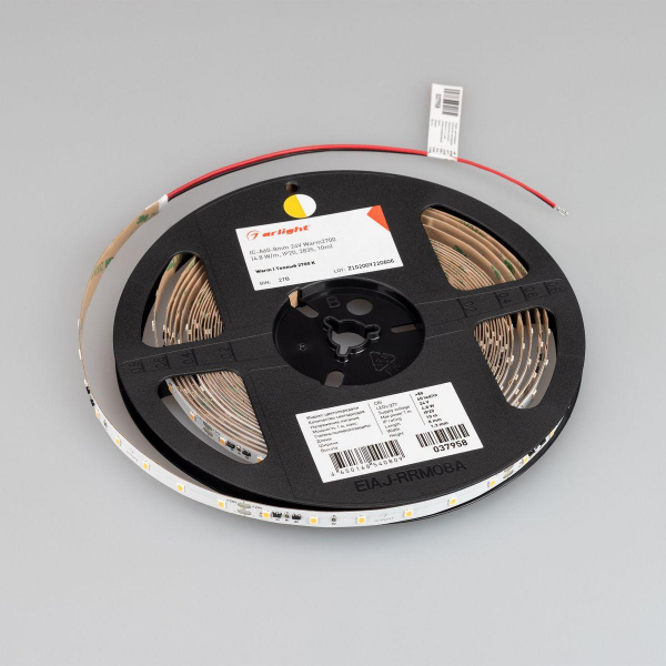 Светодиодная лента Arlight 4,8W/m 60LED/m 2835SMD теплый белый 10M IC-A60-8mm 24V Warm2700 037958 Светодиодная лента Arlight 4,8W/m 60LED/m 2835SMD теплый белый 10M IC-A60-8mm 24V Warm2700 037958