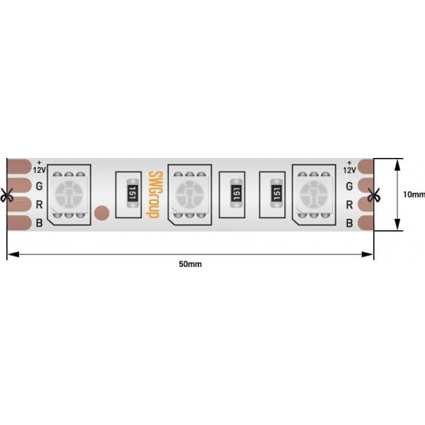 Светодиодная влагозащищенная лента SWG 14,4W/m 60LED/m 5050SMD разноцветный 5M 001845 Светодиодная влагозащищенная лента SWG 14,4W/m 60LED/m 5050SMD разноцветный 5M 001845