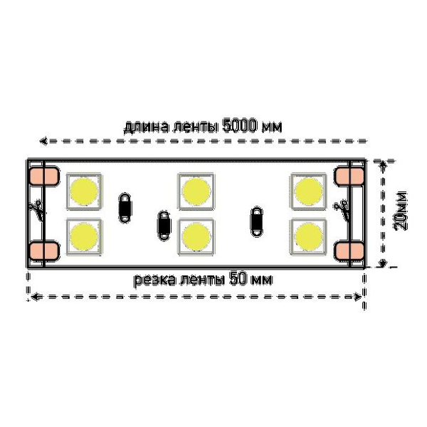 Светодиодная лента SWG 28,8W/m 120Led/m 5050SMD холодный белый 5M SWG5120-24-28.8-W-М 009705