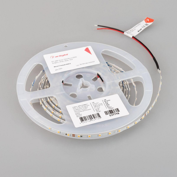 Светодиодная лента Arlight 5W/m 80LED/m 2835SMD теплый белый 5M RT-A80-5mm 24V Warm3500 037798 Светодиодная лента Arlight 5W/m 80LED/m 2835SMD теплый белый 5M RT-A80-5mm 24V Warm3500 037798