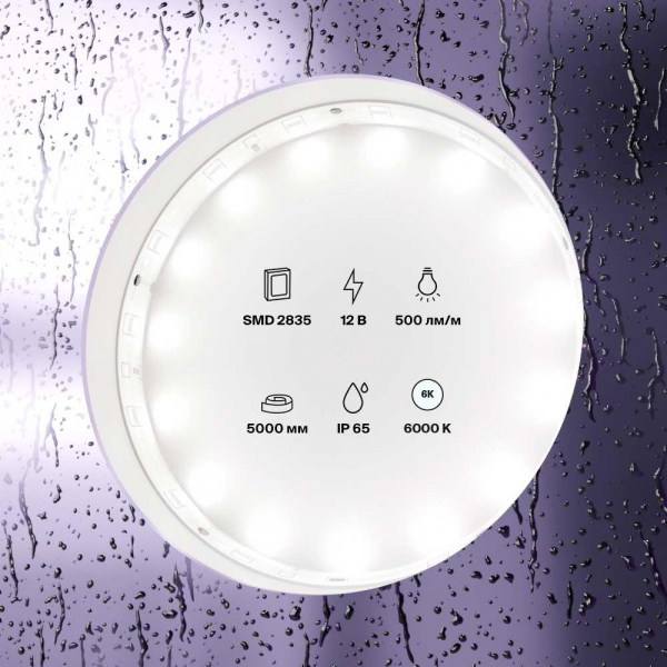 Светодиодная влагозащищенная лента Maytoni Technical 4,8W/m 60LED/m 2835SMD холодный белый 5M 10107 Светодиодная влагозащищенная лента Maytoni Technical 4,8W/m 60LED/m 2835SMD холодный белый 5M 10107