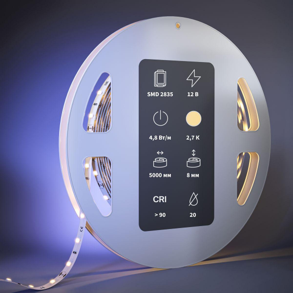 Светодиодная лента Maytoni 4,8W/m 60LED/m 2835SMD теплый белый 5M 201001 Светодиодная лента Maytoni 4,8W/m 60LED/m 2835SMD теплый белый 5M 201001