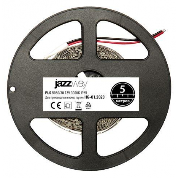 Светодиодная влагозащищенная лента Jazzway 7,2W/m 30Led/m 5050SMD теплый белый 5M 3327538 Светодиодная влагозащищенная лента Jazzway 7,2W/m 30Led/m 5050SMD теплый белый 5M 3327538