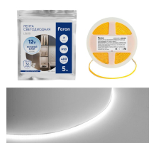 Светодиодная лента Feron 7W/m 400LED/m COB холодный белый 5М LS630 48949
