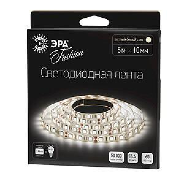 Светодиодная лента ЭРА 14,4W/m 60LED/m 5050SMD теплый белый 5M LS5050-60LED-IP20-WW-5m C0043046 Светодиодная лента ЭРА 14,4W/m 60LED/m 5050SMD теплый белый 5M LS5050-60LED-IP20-WW-5m C0043046