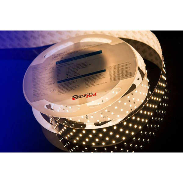 Светодиодная влагозащищенная лента DesignLed 26W/m 280LED/m 2835SMD теплый белый 2,5M 000533 Светодиодная влагозащищенная лента DesignLed 26W/m 280LED/m 2835SMD теплый белый 2,5M 000533