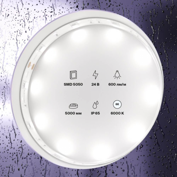 Светодиодная влагозащищенная лента Maytoni Technical 7,2W/m 30LED/m 5050SMD холодный белый 5M 10165 Светодиодная влагозащищенная лента Maytoni Technical 7,2W/m 30LED/m 5050SMD холодный белый 5M 10165