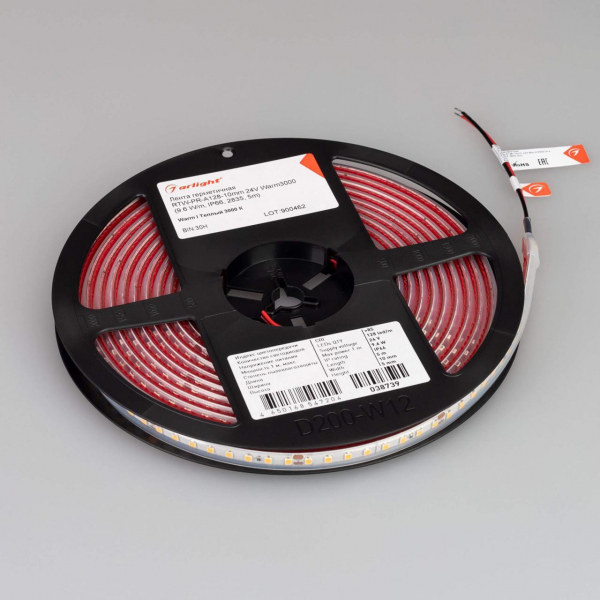 Светодиодная лента Alright 9,6W/m 128LED/m 2835SMD теплый белый 5M 038739 Светодиодная лента Alright 9,6W/m 128LED/m 2835SMD теплый белый 5M 038739