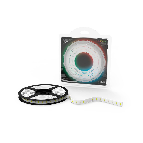 Светодиодная влагозащищенная лента Gauss 14,4W/m 60LED/m 5050SMD RGB 5M 311000414 Светодиодная влагозащищенная лента Gauss 14,4W/m 60LED/m 5050SMD RGB 5M 311000414