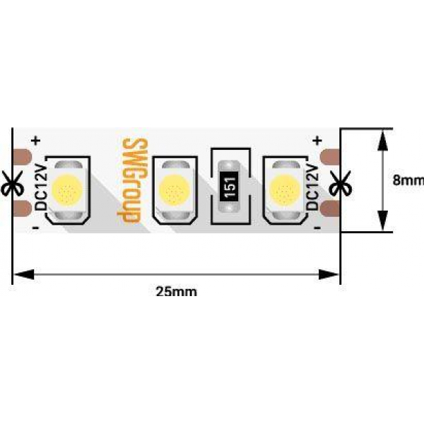 Светодиодная лента SWG 9,6W/m 120LED/m 3528SMD желтый 5M 000967 Светодиодная лента SWG 9,6W/m 120LED/m 3528SMD желтый 5M 000967