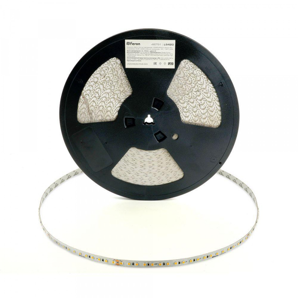 Светодиодная лента Feron 8W/m 120LED/m 2835SMD теплый белый 40M LS420 48791 Светодиодная лента Feron 8W/m 120LED/m 2835SMD теплый белый 40M LS420 48791