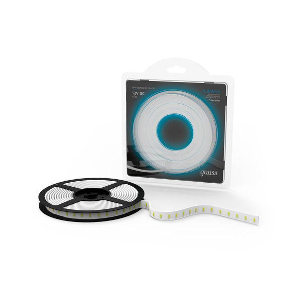 Светодиодная лента Gauss 4,8W/m 60LED/m 2835SMD синий 5M 312000505 Светодиодная лента Gauss 4,8W/m 60LED/m 2835SMD синий 5M 312000505