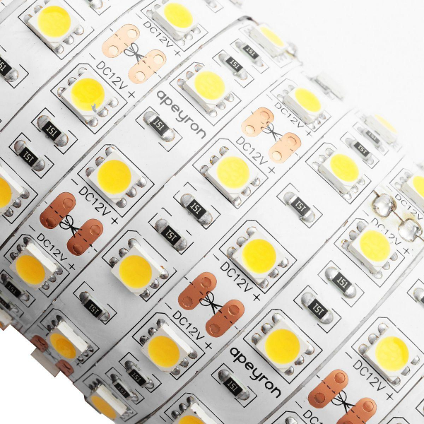 Светодиодная лента Apeyron 14,4W/m 60LED/m 5050SMD дневной белый 5M 00-129 Светодиодная лента Apeyron 14,4W/m 60LED/m 5050SMD дневной белый 5M 00-129