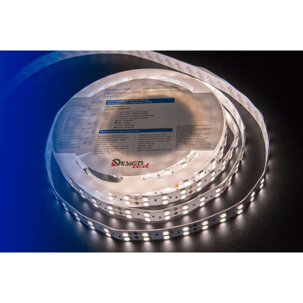 Светодиодная влагозащищенная лента DesignLed 28,8W/m 120LED/m 5050SMD нейтральный белый 5M 001133