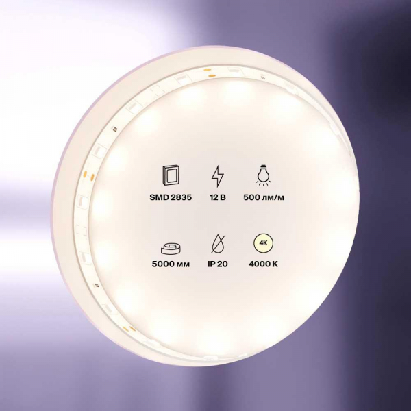 Светодиодная лента Maytoni Technical 4,8W/m 60LED/m 2835SMD дневной белый 5M 10103 Светодиодная лента Maytoni Technical 4,8W/m 60LED/m 2835SMD дневной белый 5M 10103