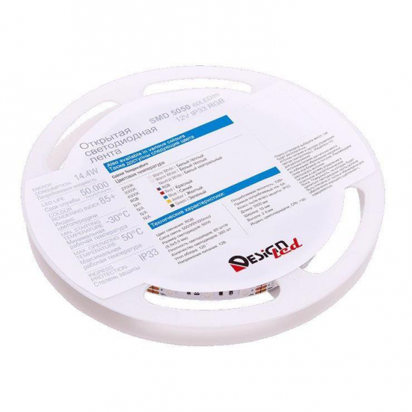 Светодиодная влагозащищенная лента DesignLed 14,4W/m 60LED/m 5050SMD разноцветный 5M 000603 Светодиодная влагозащищенная лента DesignLed 14,4W/m 60LED/m 5050SMD разноцветный 5M 000603