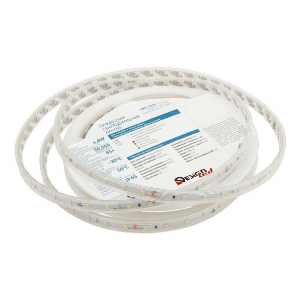 Светодиодная влагозащищенная лента DesignLed 4,8W/m 60LED/m 3528SMD холодный белый 5M 003110 Светодиодная влагозащищенная лента DesignLed 4,8W/m 60LED/m 3528SMD холодный белый 5M 003110