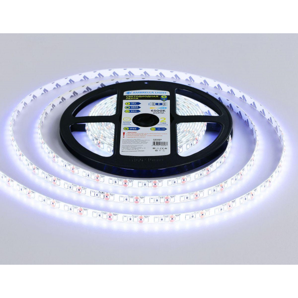 Светодиодная влагозащищенная лента Ambrella Light 9,6W/m 120LED/m 2835SMD холодный белый 5M GS1203 Светодиодная влагозащищенная лента Ambrella Light 9,6W/m 120LED/m 2835SMD холодный белый 5M GS1203