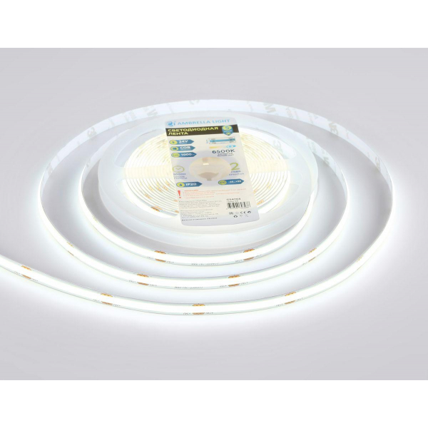 Светодиодная лента Ambrella Light 12W/m 480LED/m COB холодный белый 5M GS4703 Светодиодная лента Ambrella Light 12W/m 480LED/m COB холодный белый 5M GS4703