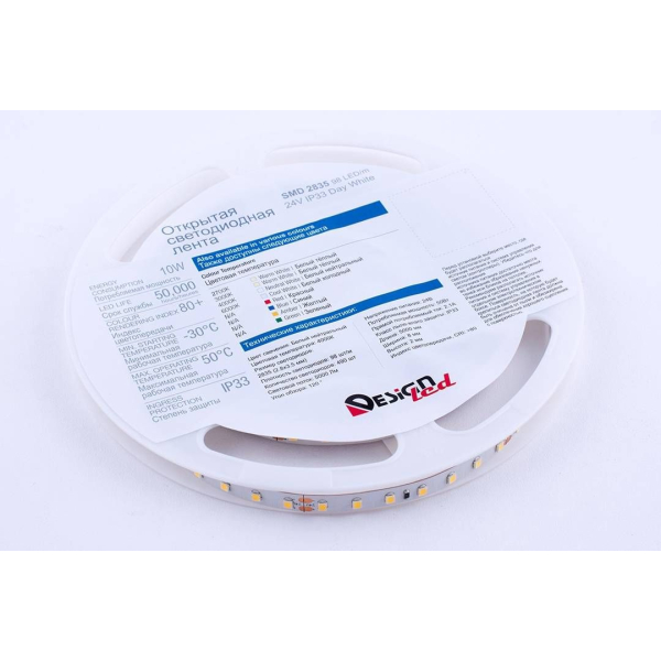 Светодиодная влагозащищенная лента DesignLed 10W/m 98LED/m 2835SMD нейтральный белый 5M 000526