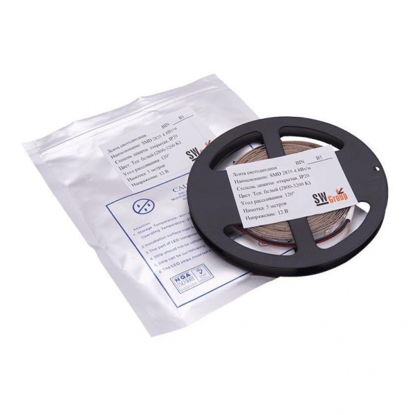 Светодиодная лента SWG 4,8W/m 60LED/m 2835SMD теплый белый 5M 001694 Светодиодная лента SWG 4,8W/m 60LED/m 2835SMD теплый белый 5M 001694
