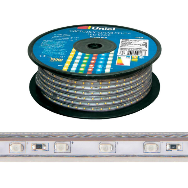 Светодиодная влагозащищенная лента Uniel 8W/m 60LED/m 2835SMD желтый 50M ULS-2835-60LED/m-10mm-IP67-220V-8W/m-50M-Yellow UL-00000862 Светодиодная влагозащищенная лента Uniel 8W/m 60LED/m 2835SMD желтый 50M ULS-2835-60LED/m-10mm-IP67-220V-8W/m-50M-Yellow UL-00000862