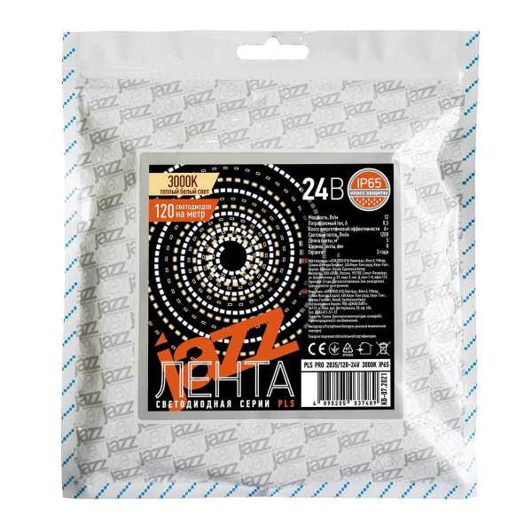 Светодиодная влагозащищенная лента Jazzway 12W/m 120Led/m 2835SMD теплый белый 5M 5037489 Светодиодная влагозащищенная лента Jazzway 12W/m 120Led/m 2835SMD теплый белый 5M 5037489