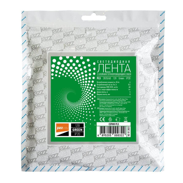 Светодиодная лента Jazzway 6W/m 60Led/m 2835SMD зеленый 5M 5000322 Светодиодная лента Jazzway 6W/m 60Led/m 2835SMD зеленый 5M 5000322