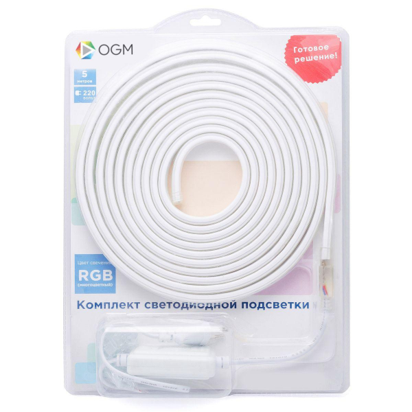 Светодиодная влагозащищенная лента OGM 12W/m 60LED/m 5050SMD разноцветная 5M SL-52 Светодиодная влагозащищенная лента OGM 12W/m 60LED/m 5050SMD разноцветная 5M SL-52