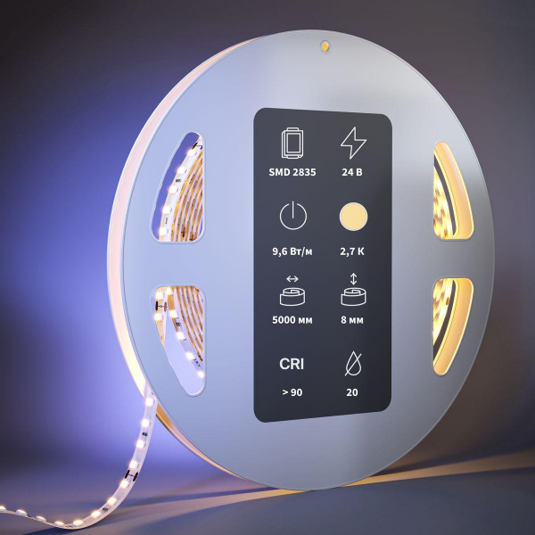 Светодиодная лента Maytoni 9,6W/m 128LED/m 2835SMD теплый белый 5M 201096 Светодиодная лента Maytoni 9,6W/m 128LED/m 2835SMD теплый белый 5M 201096