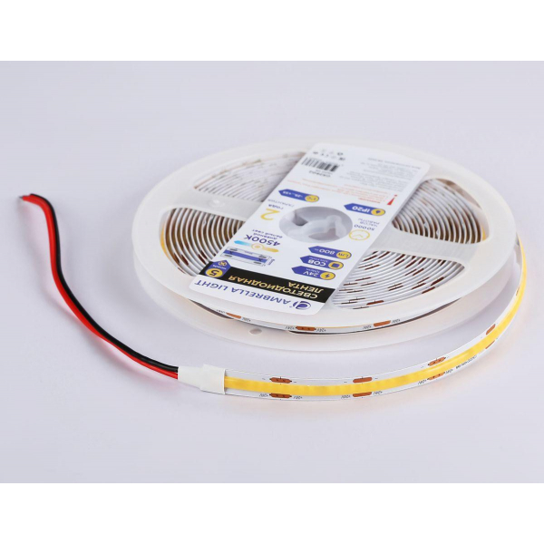 Светодиодная лента Ambrella Light 10W/m 320LED/m COB дневной белый 5M GS4652 Светодиодная лента Ambrella Light 10W/m 320LED/m COB дневной белый 5M GS4652