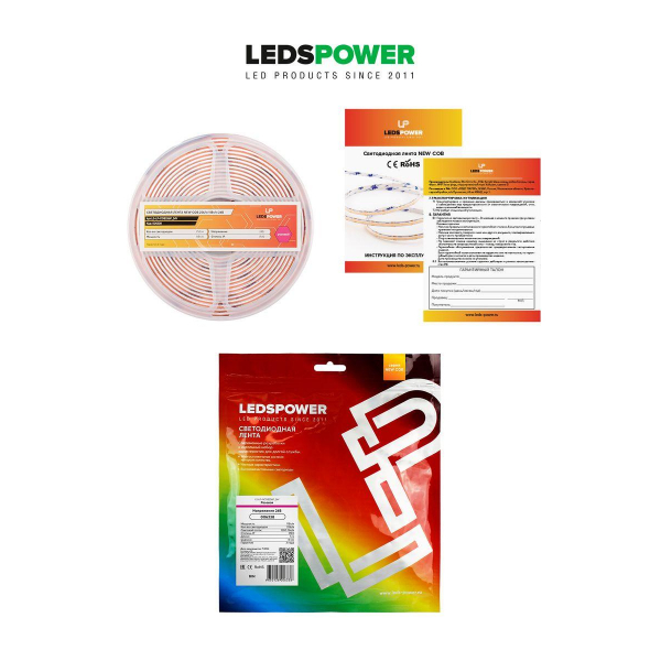 Светодиодная лента LEDS POWER NEW COB 256/м (11Вт/м) 24В розовая 006338