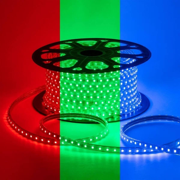 Светодиодная влагозащищенная лента OGM 8W/m 60LED/m 5050SMD разноцветный 50M O17-10 Светодиодная влагозащищенная лента OGM 8W/m 60LED/m 5050SMD разноцветный 50M O17-10
