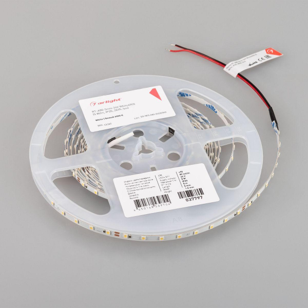 Светодиодная лента Arlight 5W/m 80LED/m 2835SMD холодный белый 5M RT-A80-5mm 24V White6000 037797 Светодиодная лента Arlight 5W/m 80LED/m 2835SMD холодный белый 5M RT-A80-5mm 24V White6000 037797