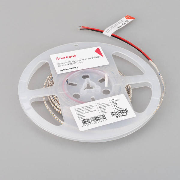 Светодиодная лента Arlight 12W/m 266LED/m 2216SMD дневной белый 5M MICROLED-M266-4mm 24V Day5000 037822 Светодиодная лента Arlight 12W/m 266LED/m 2216SMD дневной белый 5M MICROLED-M266-4mm 24V Day5000 037822