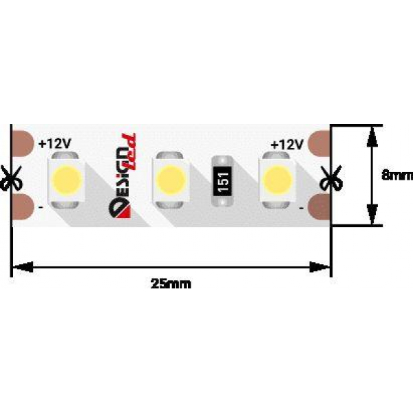 Светодиодная влагозащищенная лента DesignLed 9,6W/m 120LED/m 3528SMD теплый белый 5M 001487 Светодиодная влагозащищенная лента DesignLed 9,6W/m 120LED/m 3528SMD теплый белый 5M 001487