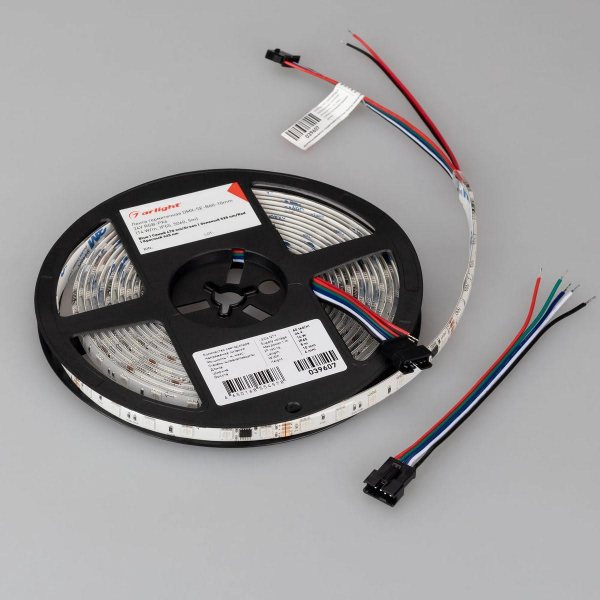 Светодиодная лента герметичная Arlight 14W/m 60LED/m 5060SMD разноцветный 5М DMX-SE-B60-10mm 24V 039607 Светодиодная лента герметичная Arlight 14W/m 60LED/m 5060SMD разноцветный 5М DMX-SE-B60-10mm 24V 039607