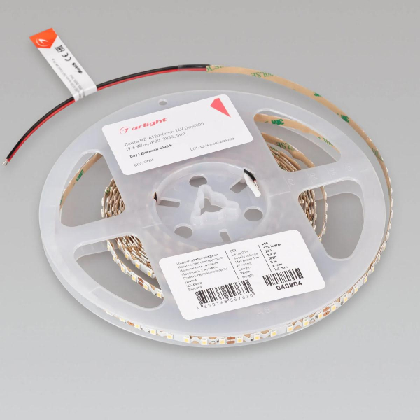 Светодиодная лента Arlight 9,6W/m 120LED/m 2835SMD дневной белый RZ-A120-6mm 24V 040804 Светодиодная лента Arlight 9,6W/m 120LED/m 2835SMD дневной белый RZ-A120-6mm 24V 040804