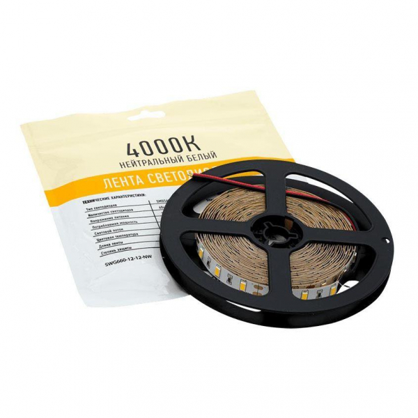Светодиодная лента SWG 12W/m 60LED/m 5630SMD нейтральный белый 5M 001689 Светодиодная лента SWG 12W/m 60LED/m 5630SMD нейтральный белый 5M 001689
