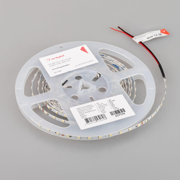 Светодиодная лента Arlight 5W/m 80LED/m 2835SMD холодный белый 5M RT-A80-5mm 24V Cool 8K 037799 Светодиодная лента Arlight 5W/m 80LED/m 2835SMD холодный белый 5M RT-A80-5mm 24V Cool 8K 037799